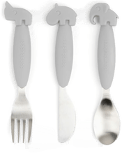 Done By Deer Deer Friends bestikksett 3 deler Grey