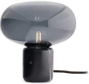 New Works Karl-Johan bordlampe, marmor/røkt glass