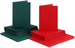 Adlibris Kort og konvolutter 10,5x15 cm, grønn, rød, 50 sett