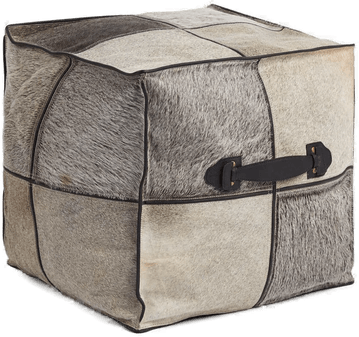 Warm & Comfy Puff Kalveskinn 45x45 cm Grå