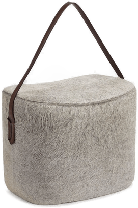 Warm & Comfy Puff Kalveskinn Grå 45x35x38 cm