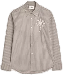 NN07 Quinsy Striped Shirt Brown