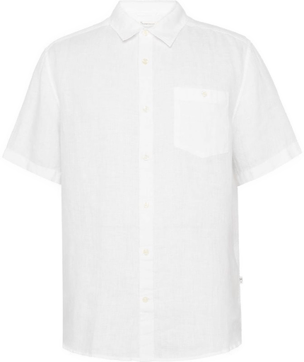 Knowledgecotton Apparel Regular Linen Shirt Bright White