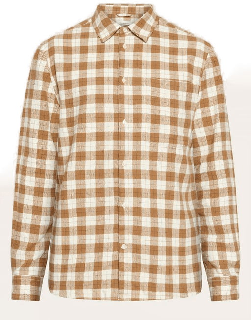 Knowledgecotton Apparel Loose Fit Checkered Shirt Beige