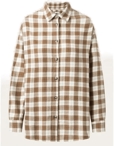 Knowledgecotton Apparel Flannel Boyfriend Shirt Beige Check