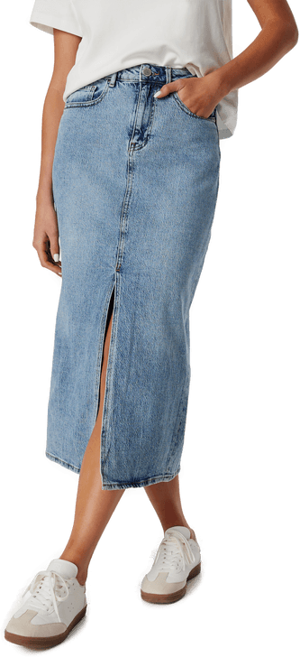 Vila High Waist midi denim skirt