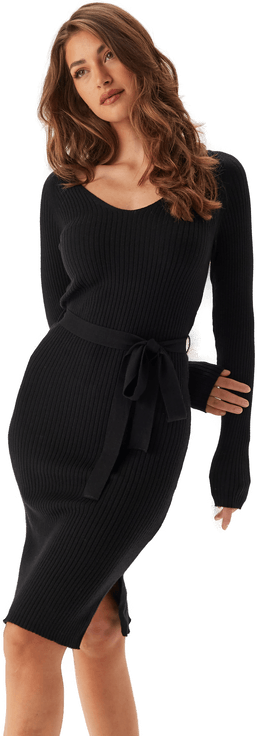 Vero Moda Vmsaba Rib Ls V-neck Belt Dress