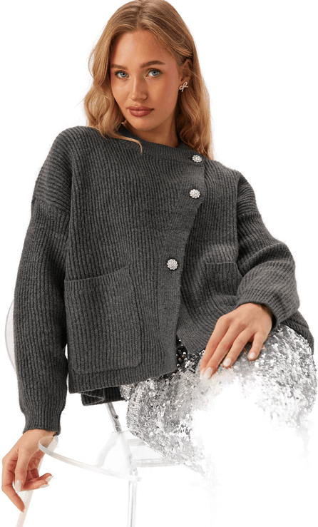 Pieces Pcsiga Ls Overlap Knit Cardigan