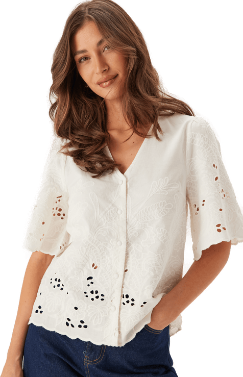 Selected Slfdahlia Ss Broderi Shirt