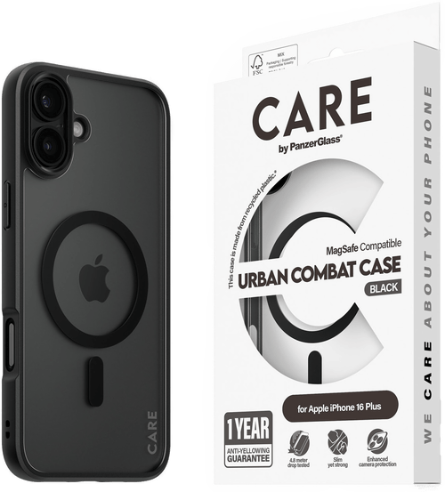 PanzerGlass CARE Flagship Urban Combat MagSafe-deksel iPhone 16 Plus