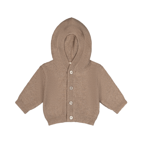 Byhappyme Strikket Cardigan 100% Merinoull Dark Beige