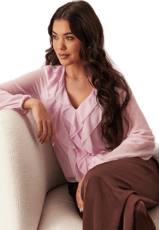 Vila Viane L/S V-NECK FRILL TOP