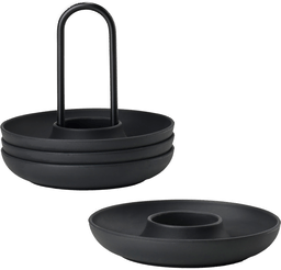 Zone Eggeglass med holder, Svart - 4 stk