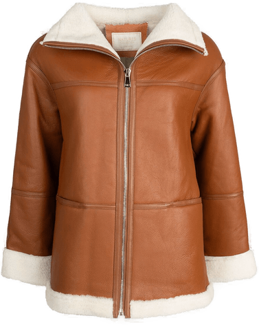 Natures Collection Karina jakke Lær Brun/Hvit