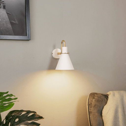 Argon Vegglampe Bona, hvit-messing