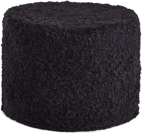 Natures Collection Rund saueskinnspuff - Svart
