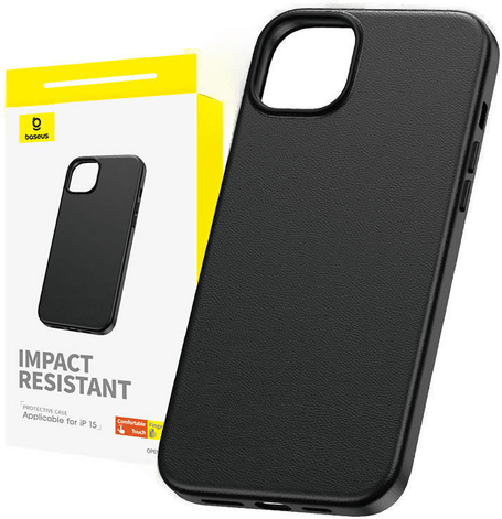 Baseus PU-skinn deksel iPhone 15 - Svart