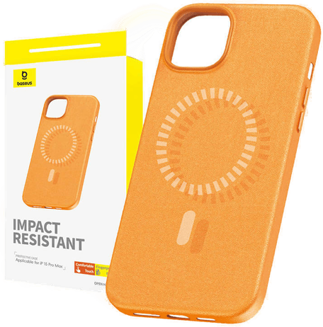 Baseus Magnetisk PU-deksel iPhone 15 Pro Max Oransje
