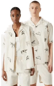 Yoke Brodert linskjorte Brun Unisex M