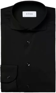 Eton Black Four-Way Stretch Shirt 38