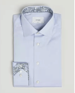 Eton Slim Fit Contrast Shirt Light Blue