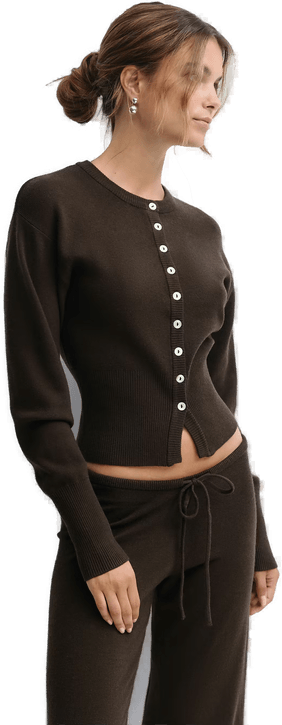 Gina Tricot Knitted loungewear cardigan Brun