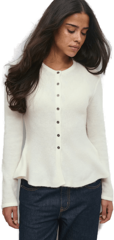 Gina Tricot Knitted Peplum Cardigan Hvit