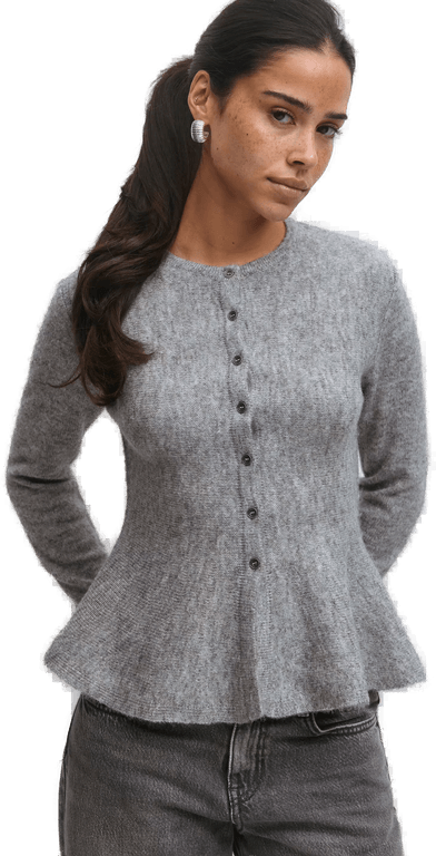 Gina Tricot Knitted Peplum Cardigan Grå