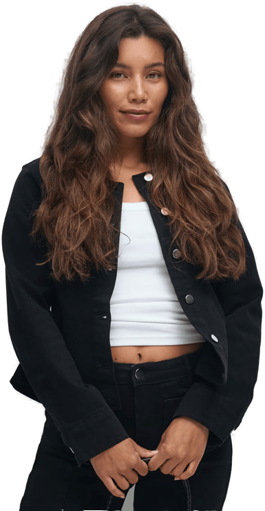 Gina Tricot Peplum denim jacket Svart