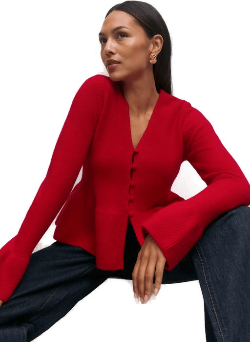 Gina Tricot Knitted Peplum Cardigan Rød