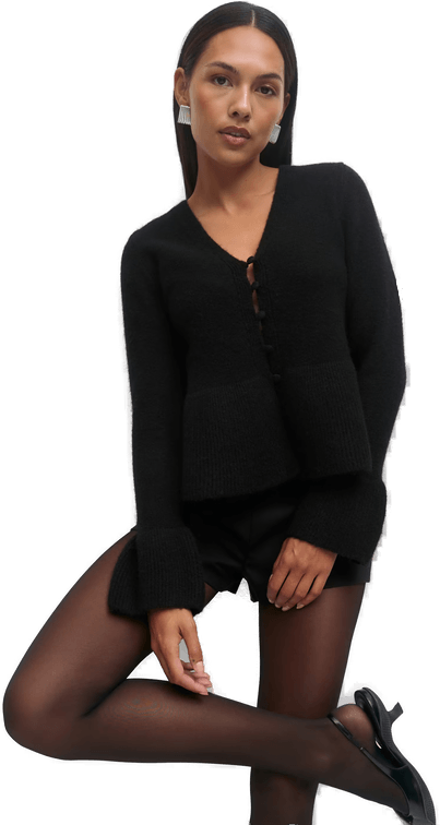 Gina Tricot Knitted Peplum Cardigan Svart