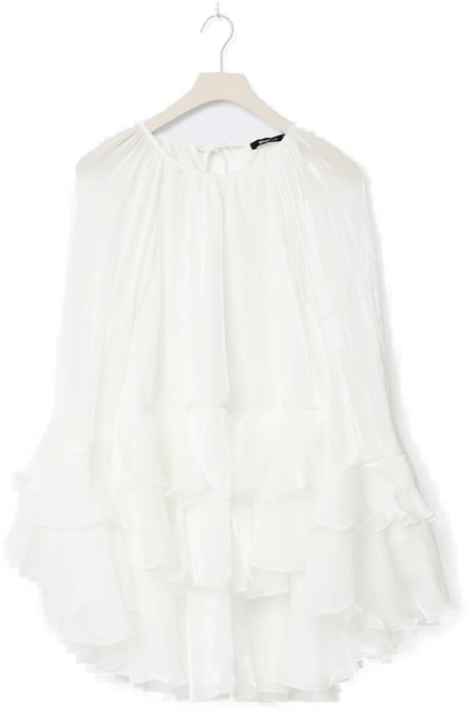 Gina Tricot Flowy frill mini dress Hvit