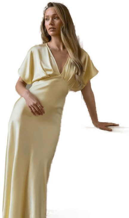 Gina Tricot Satin maxi dress Gul