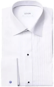 Eton White Plissé Tuxedo Shirt 44