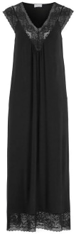 Damella Lang Viskose Nattkjole Svart