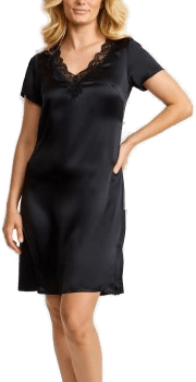 Damella Woven Silk Nightdress Svart