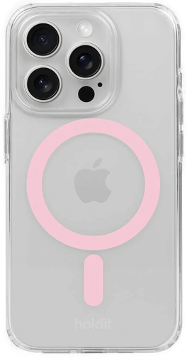 Holdit iPhone 15 Pro Max MagSafe Deksel - Transparent/Pink