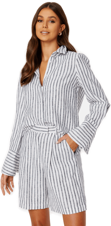 Bubbleroom CC Linen striped shirt