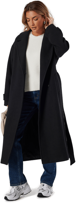 Bubbleroom Belted Wool Blend Coat