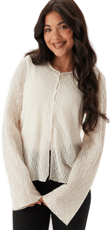 Happy Holly Trumpet Sleeve Lace Cardigan