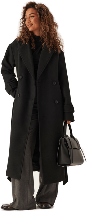 Bubbleroom Belted Wool Blend Coat