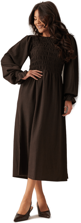Bubbleroom Structure Long Sleeve Midi Dress