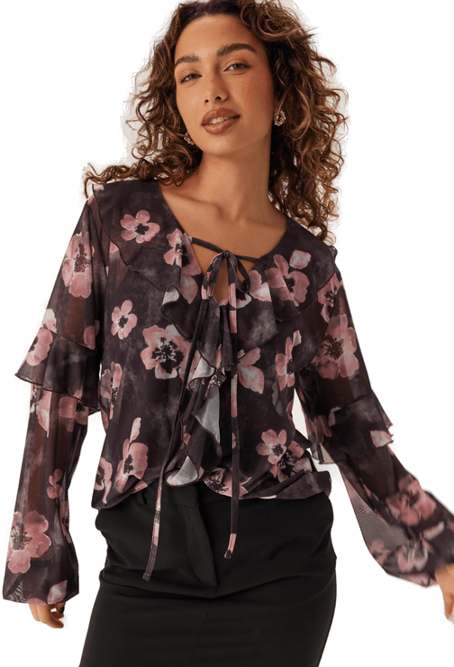 Bubbleroom Mesh Frill Top