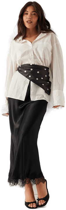 Bubbleroom Viscose Satin Lace Skirt