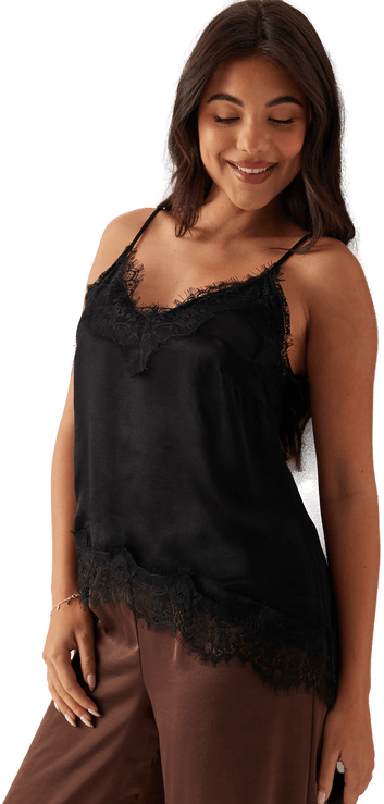 Bubbleroom Viscose Satin Lace Singlet