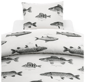 Borganäs Dynetrekksett Enkeltseng Fisk Hvit