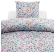 Borganäs Dynetrekksett Enkeltseng Enhjørning Blå