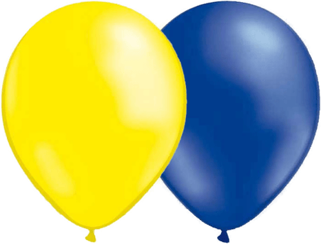 Ballongkungen Metallic Blå/Gul 100-pakning
