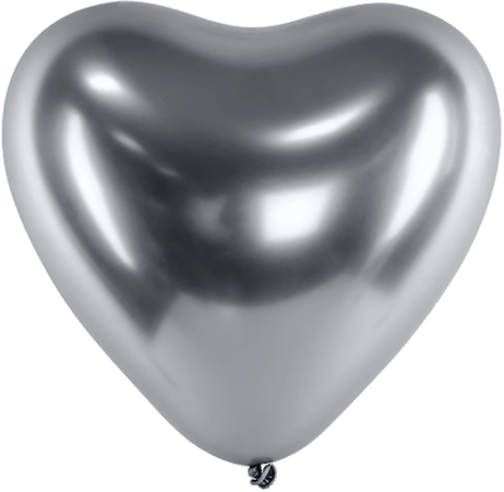 Ballongkungen Hjerteballonger Krom Sølv