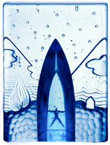 Kosta Boda Blues skulptur Four Elements